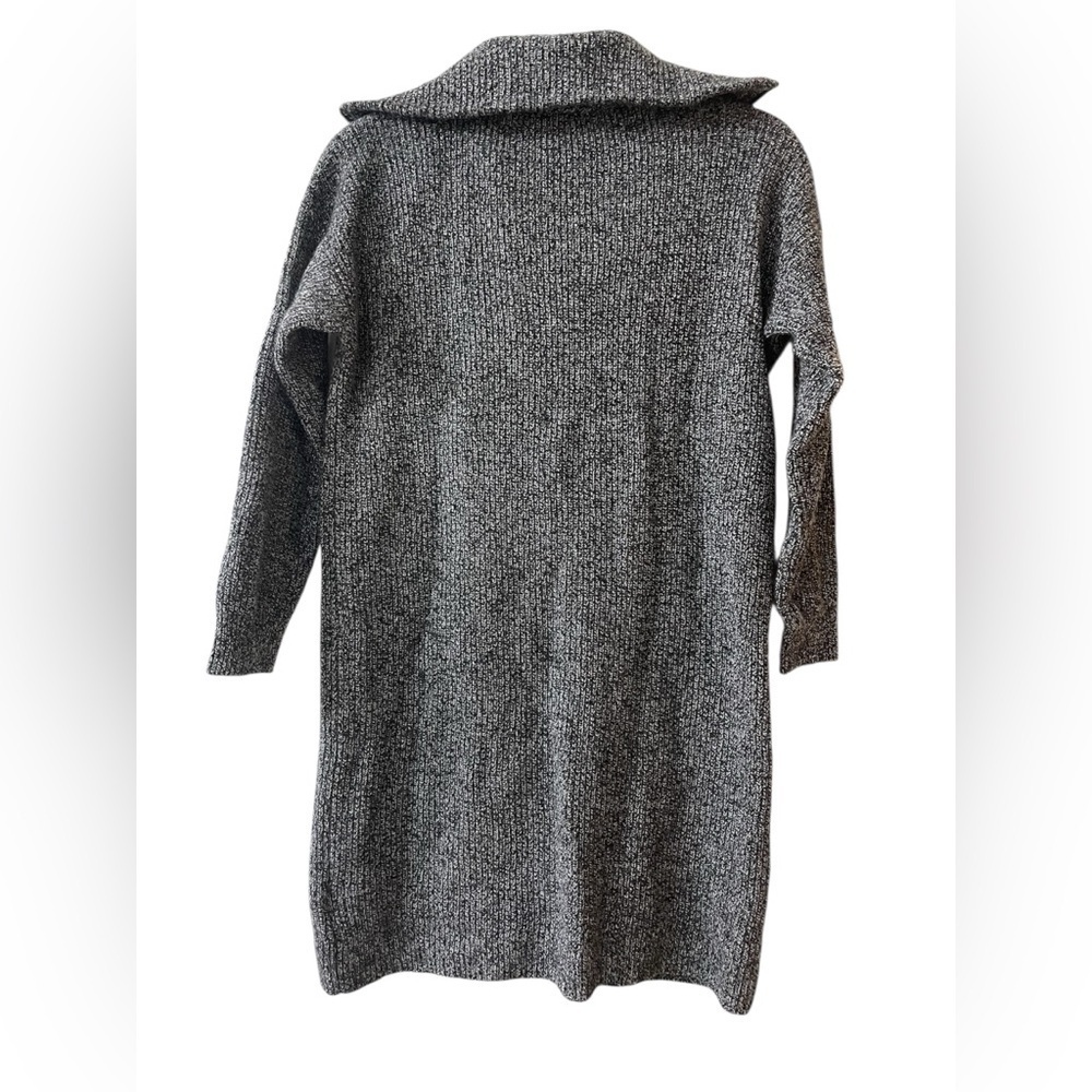 Madewell Ribbed Half-Zip Sweater Dress Collar Marled Black Gray Wool Blend XS - Picture 7 of 9